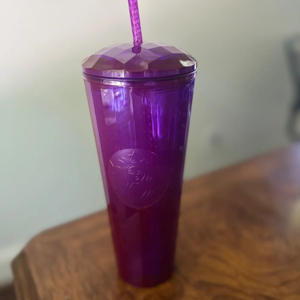 Starbucks VENTI tumbler lid straw 24oz cold cup iridescent dome Kaleidoscope